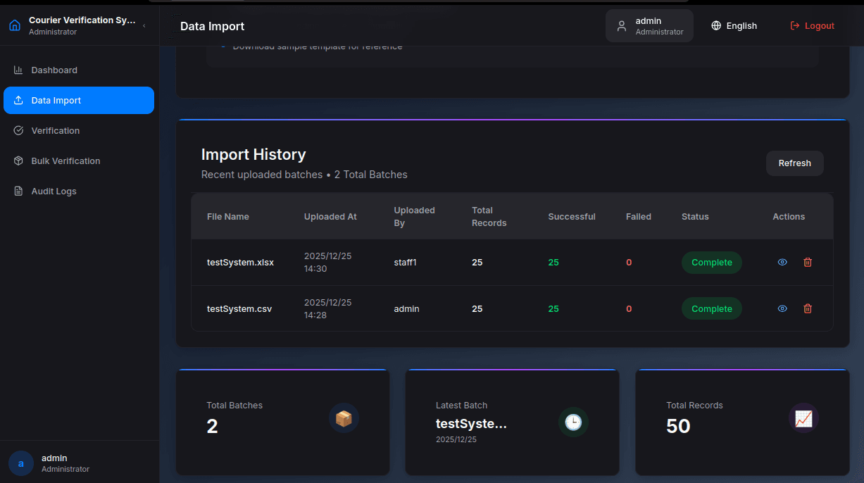 Courier Verification System (CVS)